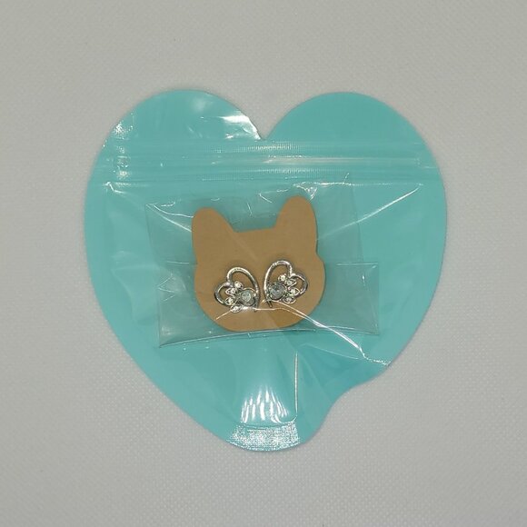 NWOT | Glass Heart Cat Paw Earrings - Picture 2 of 2